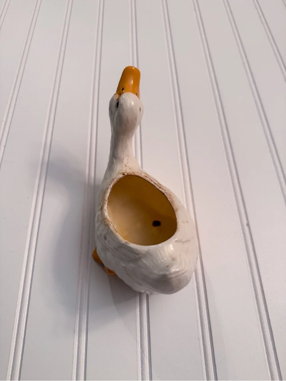 Vintage White Ceramic Goose Planter | Cottage Farmhouse Decor | 1980s–1990s